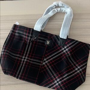 Victoria's Secret Black and Red Plaid Tote